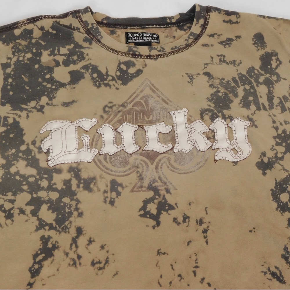 Lucky Brand Bleach Dye Shirt with embroidered logo